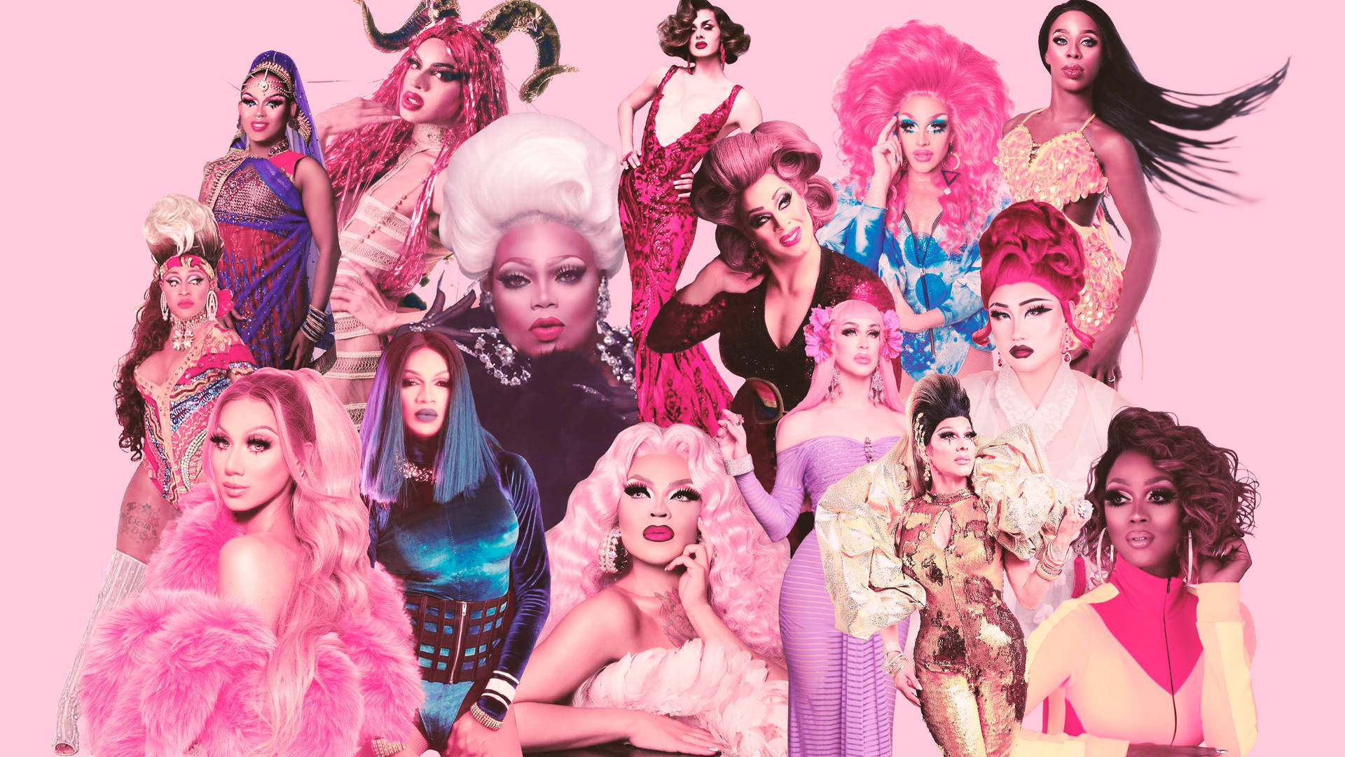 RuPauls Drag Race Pink Drag Queens Tapet Wallpaper