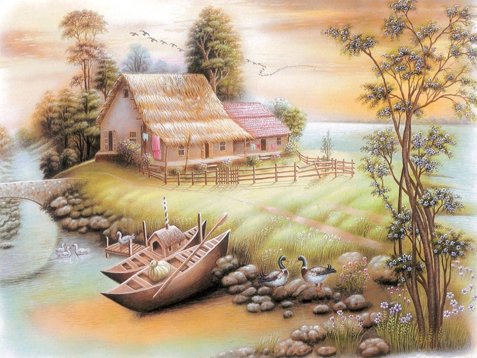 Download Rural House Paint Art Wallpaper 