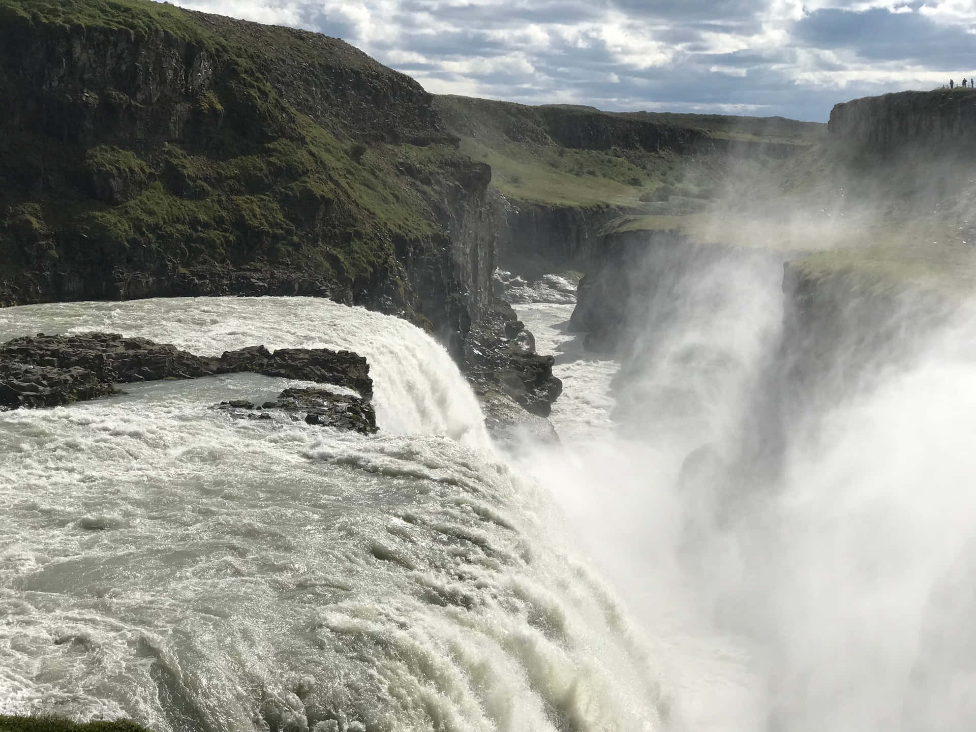 Rushing Gullfoss Waterfall In Southwest Iceland Wallpaper