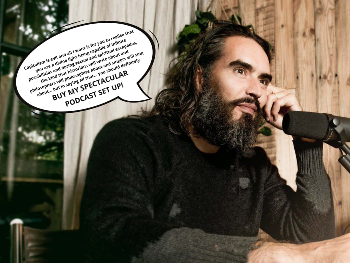 Russell Brand Podcast Setup Quote Wallpaper