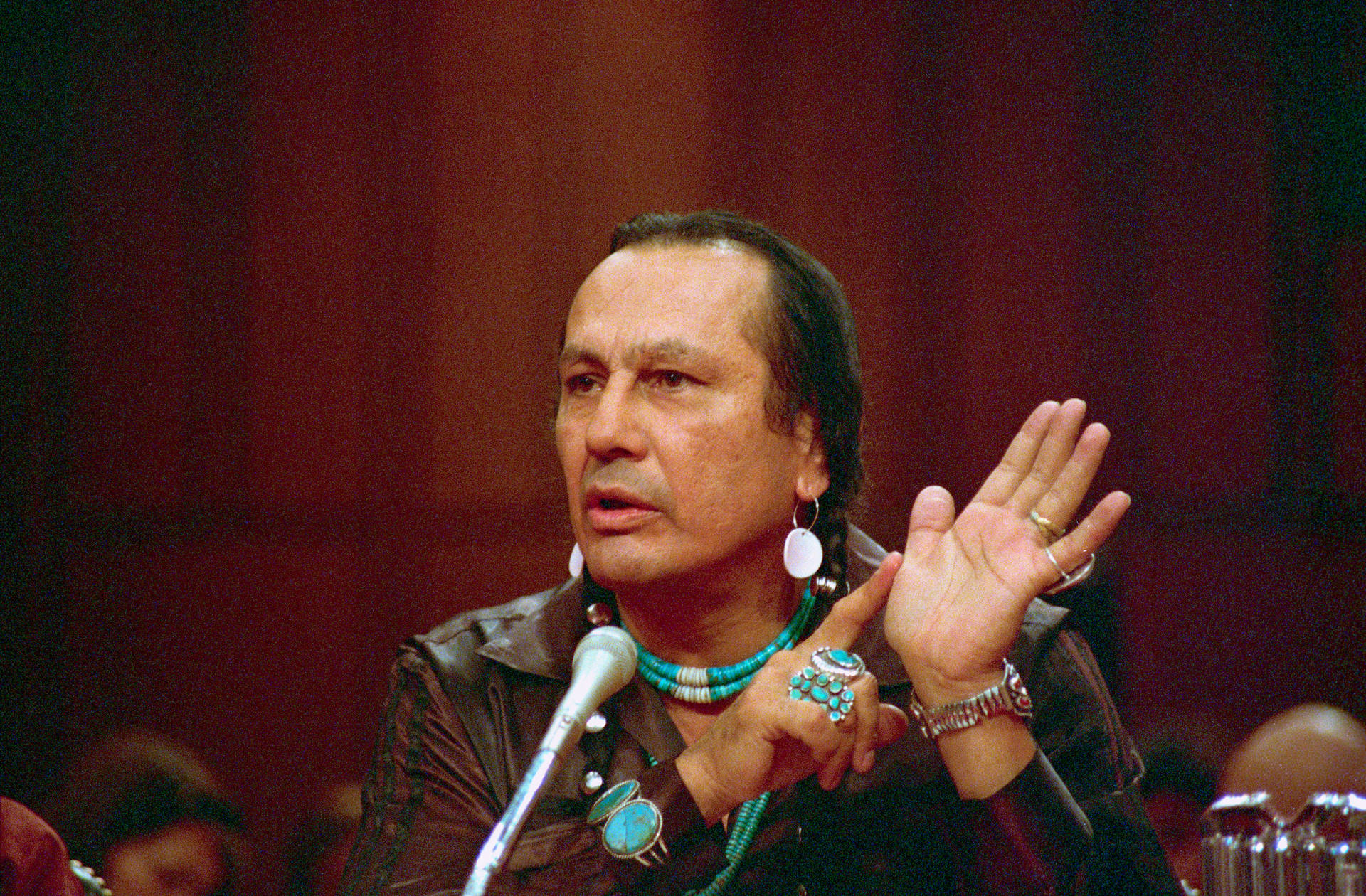 Russell Means In A Conference Wallpaper