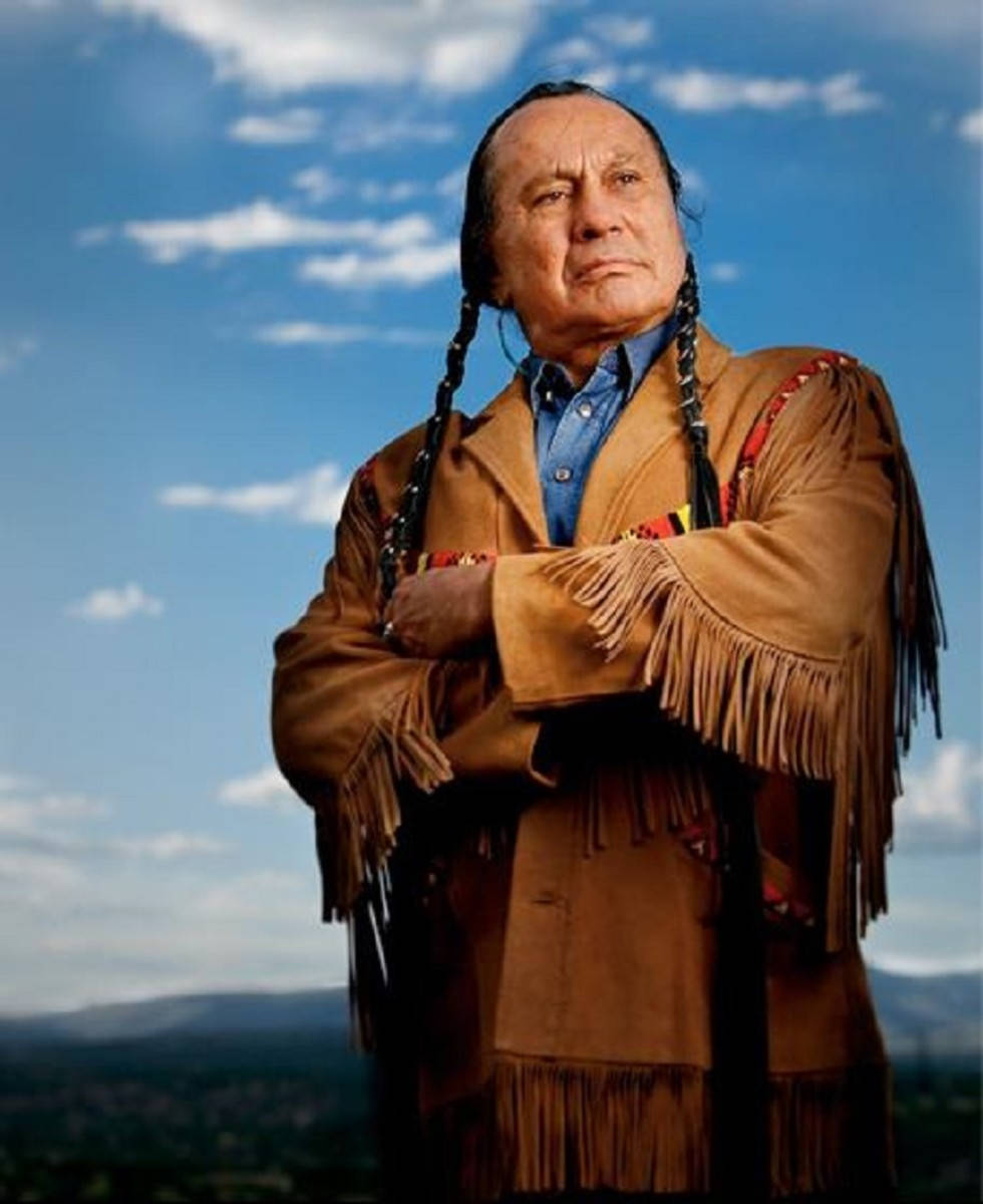 Russell Means in Brown Stylish Outfit Wallpaper