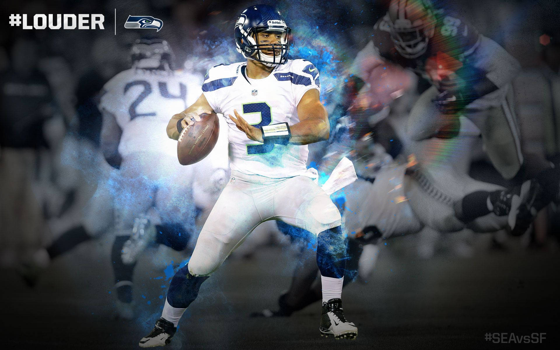Russell Wilson On Game Photos Wallpaper