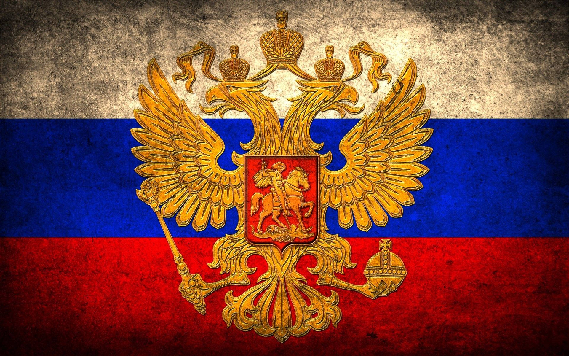 Russia Flag And Gold Symbol Wallpaper