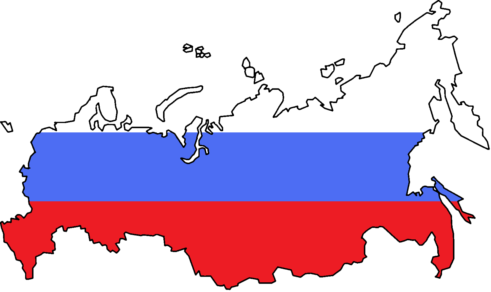 Russia Flag Map Outline PNG