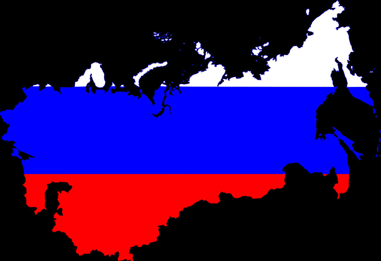 Russia Map Flag Overlay PNG