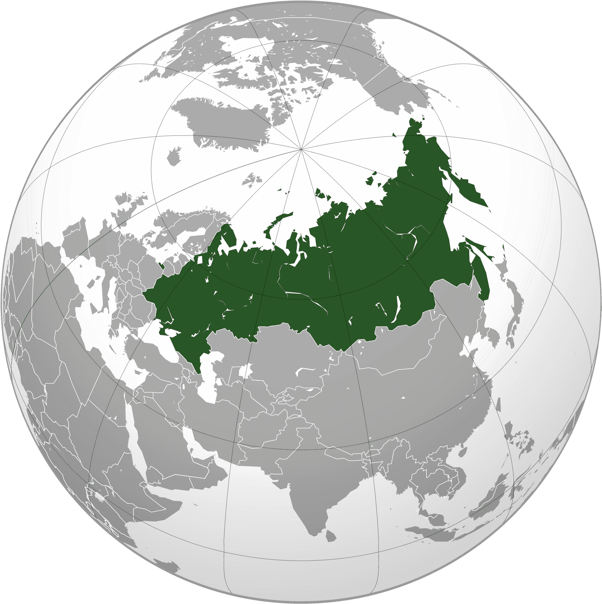 Russia Map Highlighted Global Projection PNG