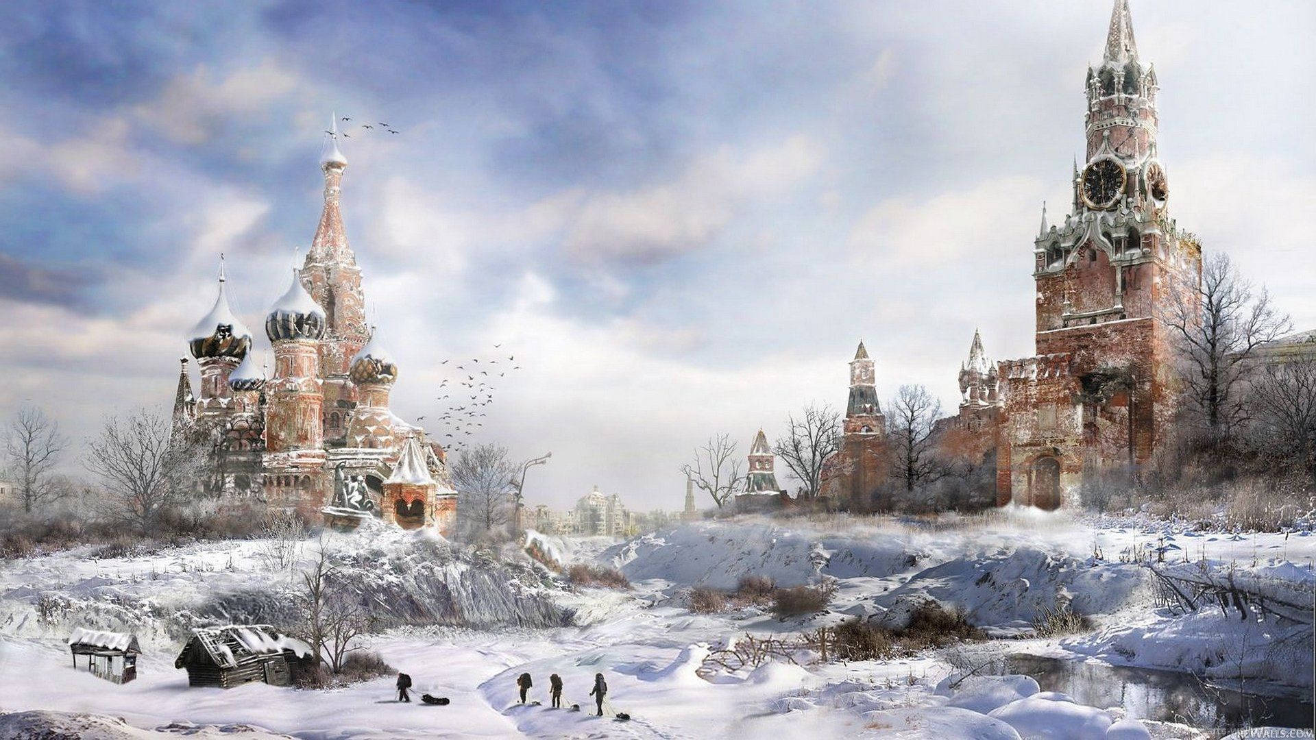 Russia Moscow Painting Wallpaper