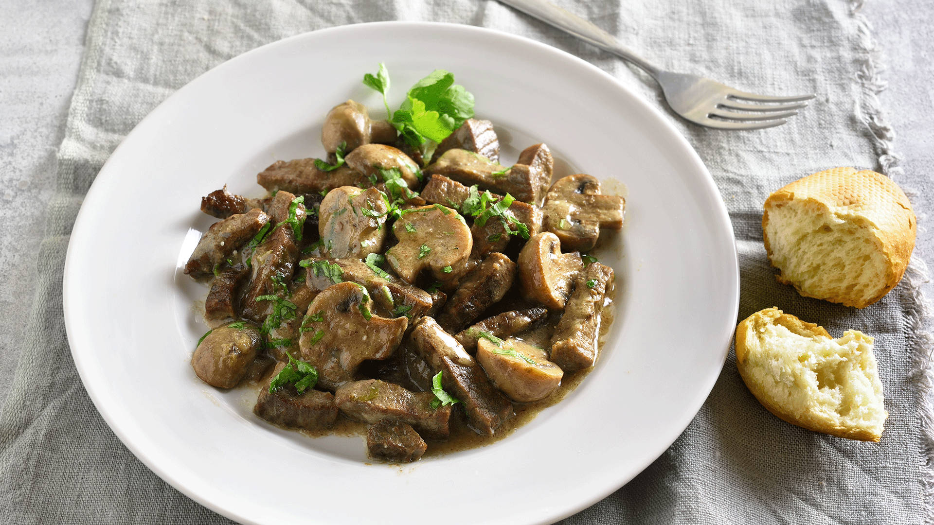 Delicious Russian Beef Stroganoff with Mushrooms Wallpaper