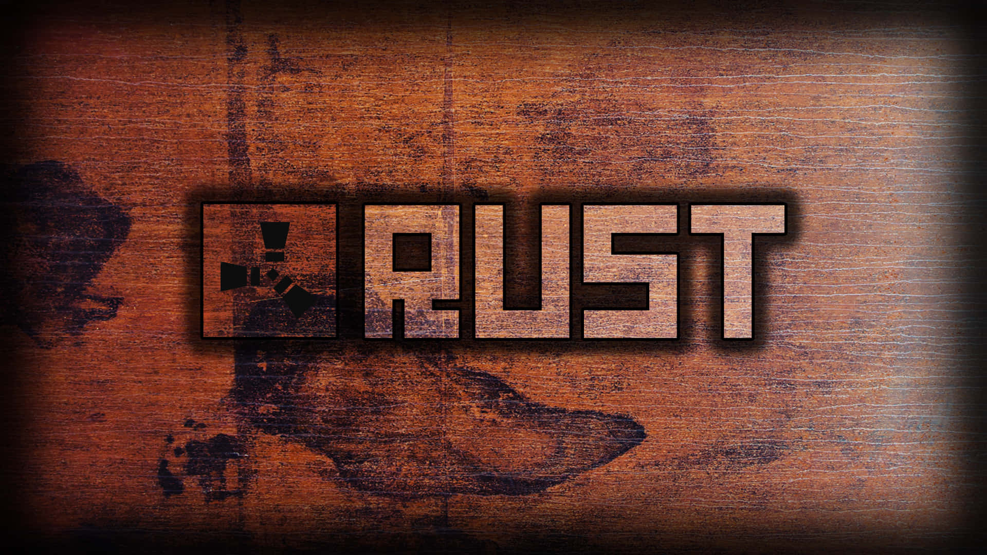 A Wooden Background With The Word Rust