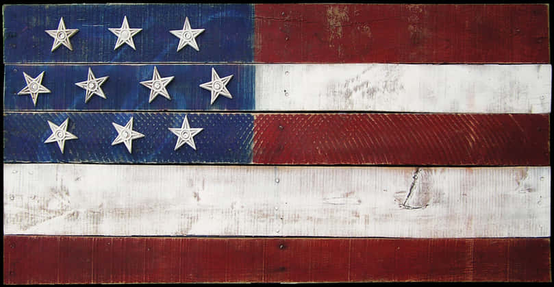 Rustic American Flag Wooden Texture PNG