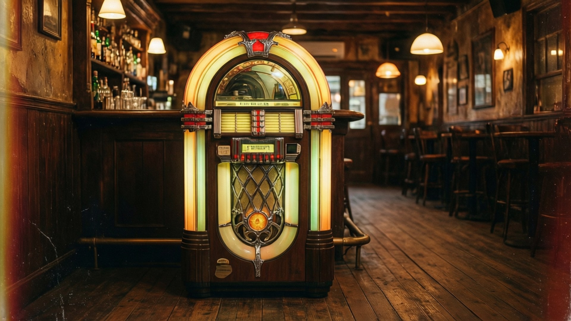 Rustikale Bar Jukebox Wallpaper