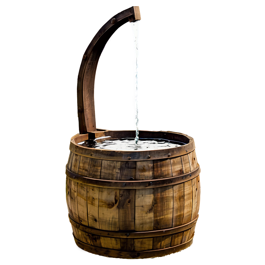 Rustic Barrel Fountain Png 06122024 PNG