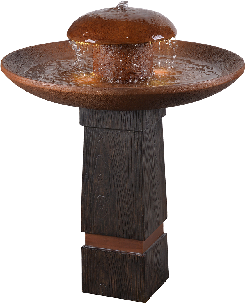 Rustic Brown Garden Fountain.png PNG