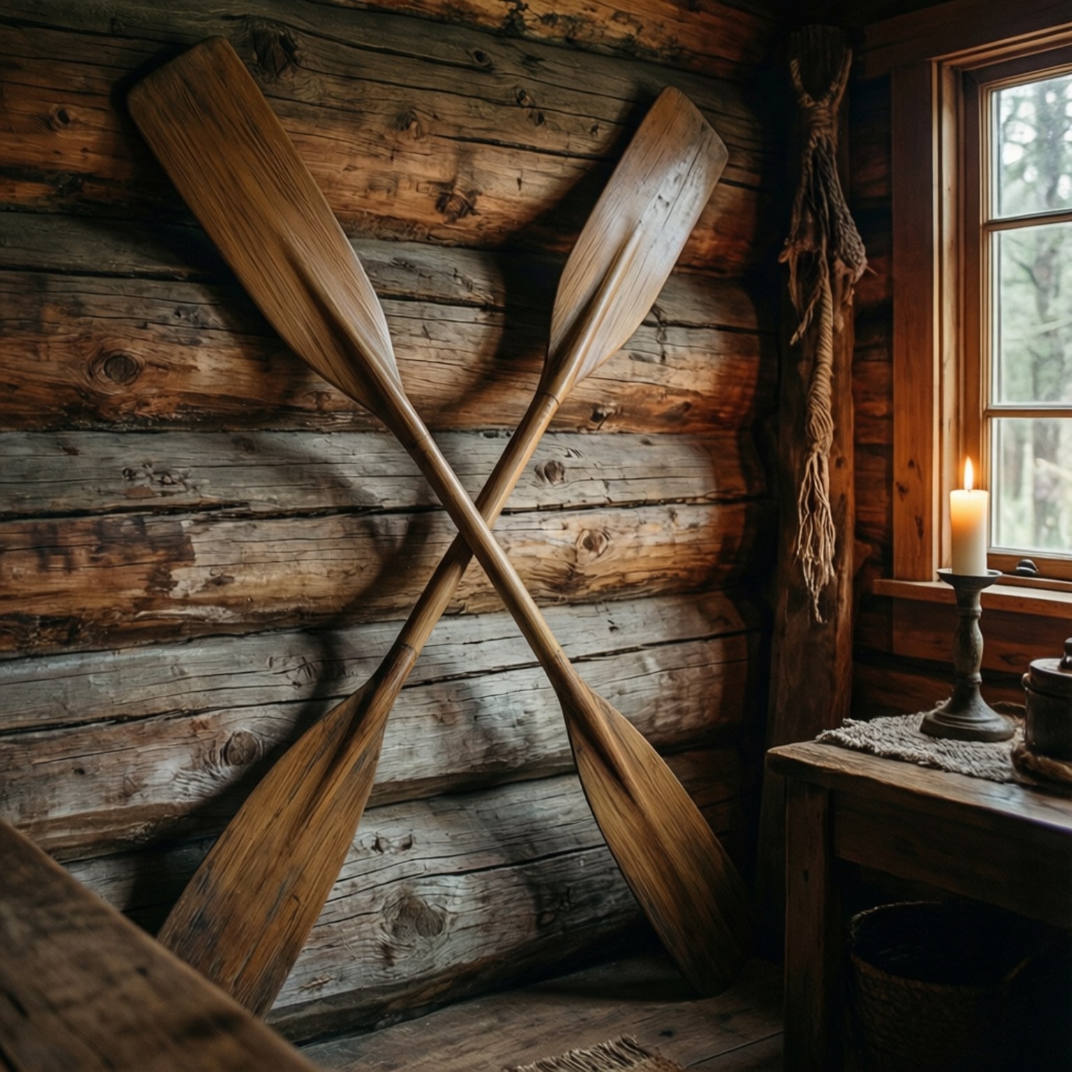 Rustic Cabin Oars Wallpaper