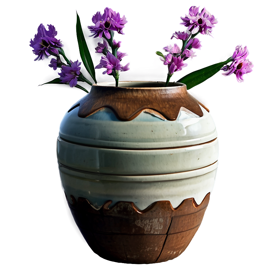 Rustic Ceramic Flower Vase Png Qcq PNG