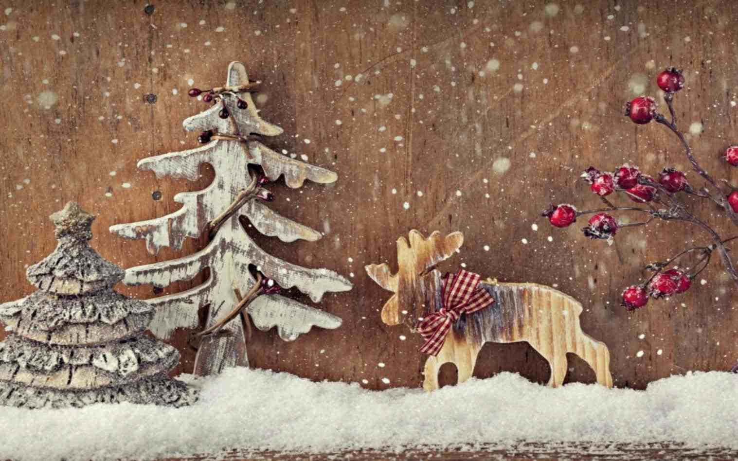 Christmas Decorations On A Wooden Background