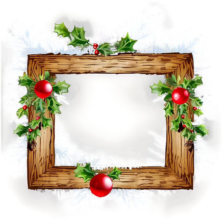 Rustic Christmas Frame Png 05252024 PNG
