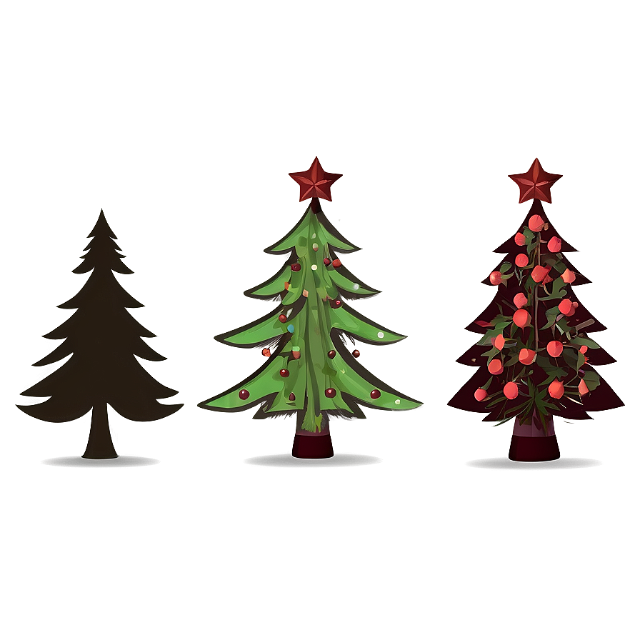 Rustic Christmas Tree Silhouette Png Ual14 PNG