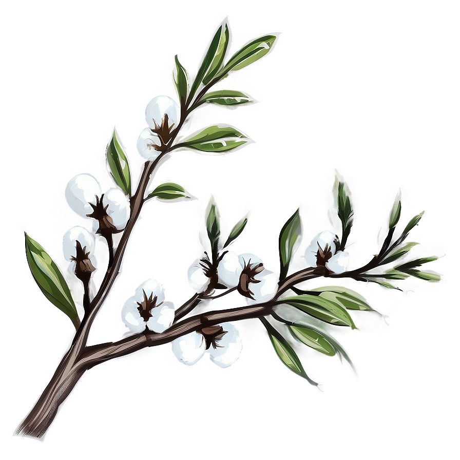 Rustic Cotton Branch Png 29 PNG