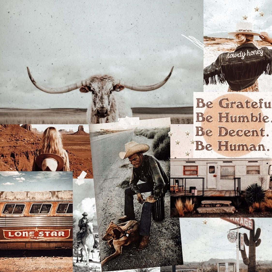 Rustic Cowboy Collage Aesthetic Taustakuva