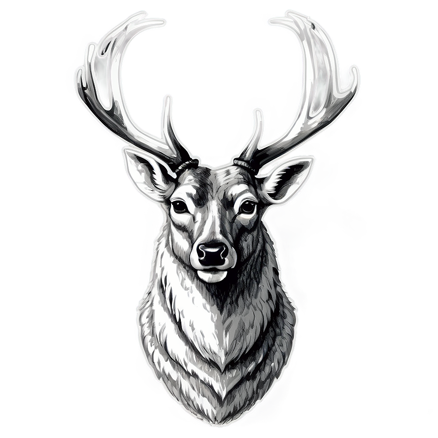 Rustic Deer Head Drawing Png Rqe1 PNG