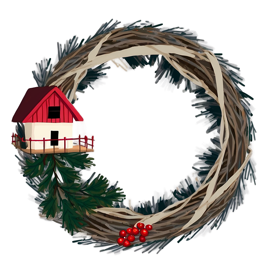 Rustic Farmhouse Wreath Png Elg90 PNG