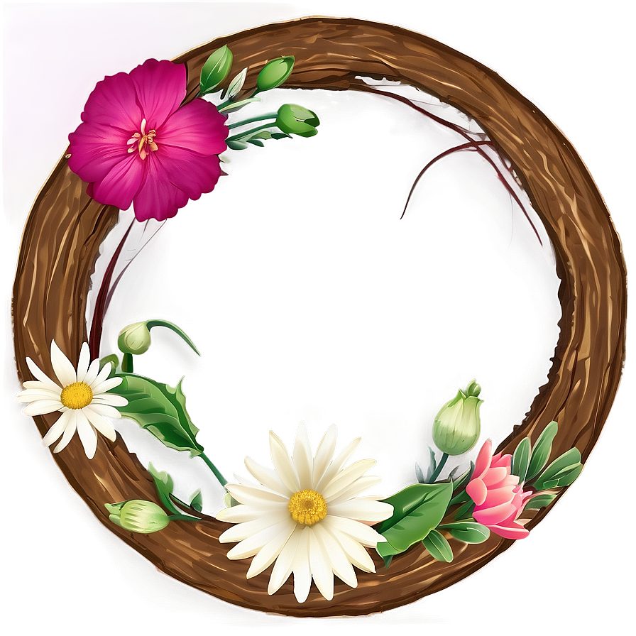 Rustic Flower Circle Png 06252024 PNG