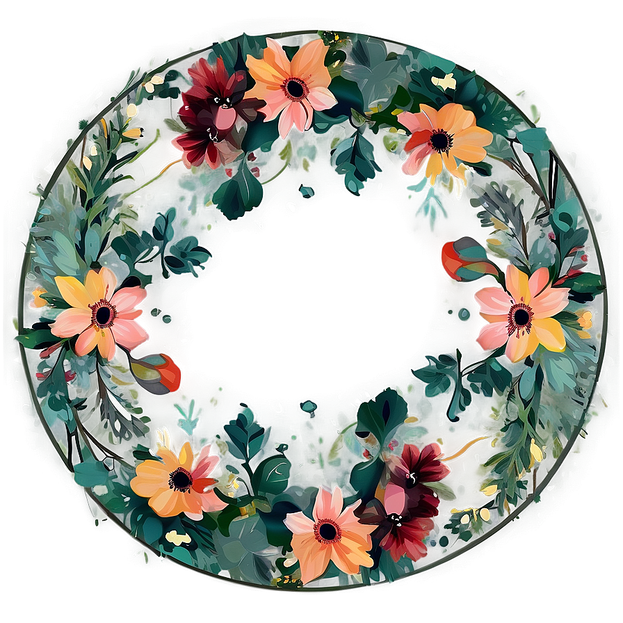 Rustic Flower Circle Png Kmu34 PNG