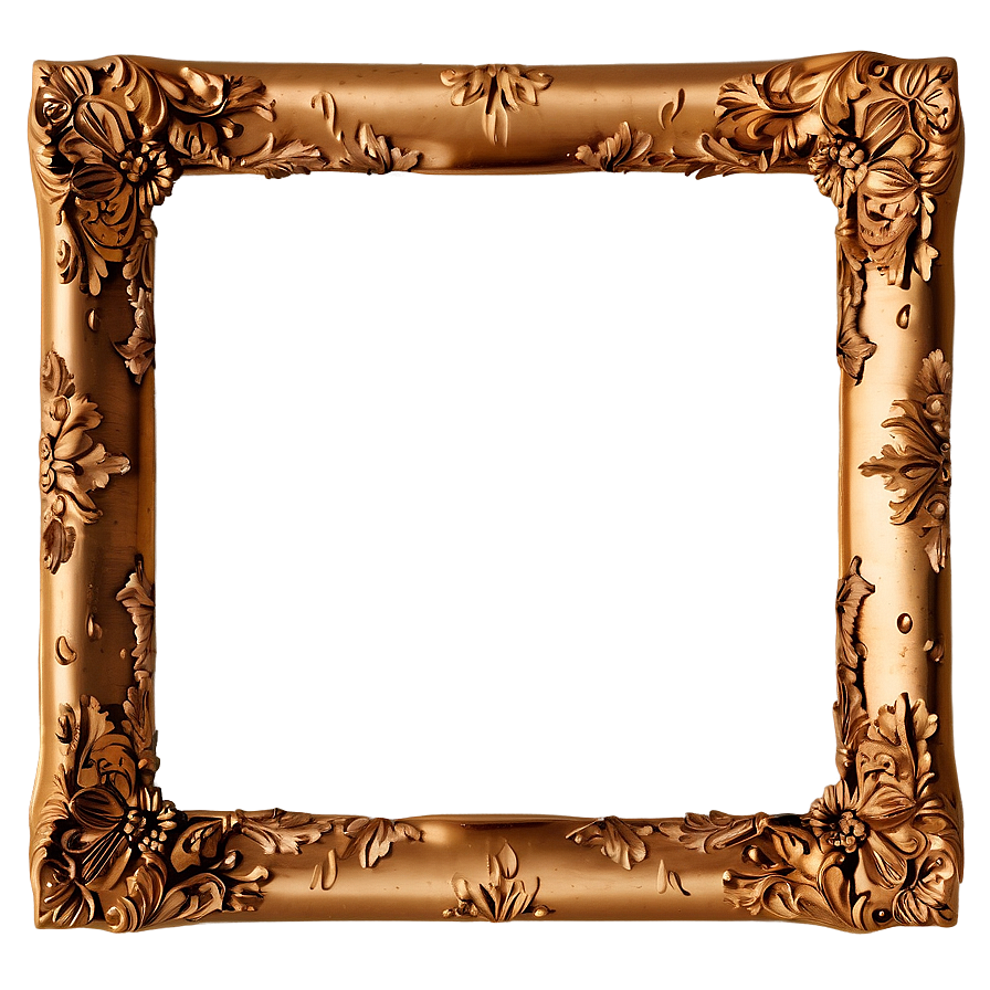 Rustic Golden Frame Png 05252024 PNG