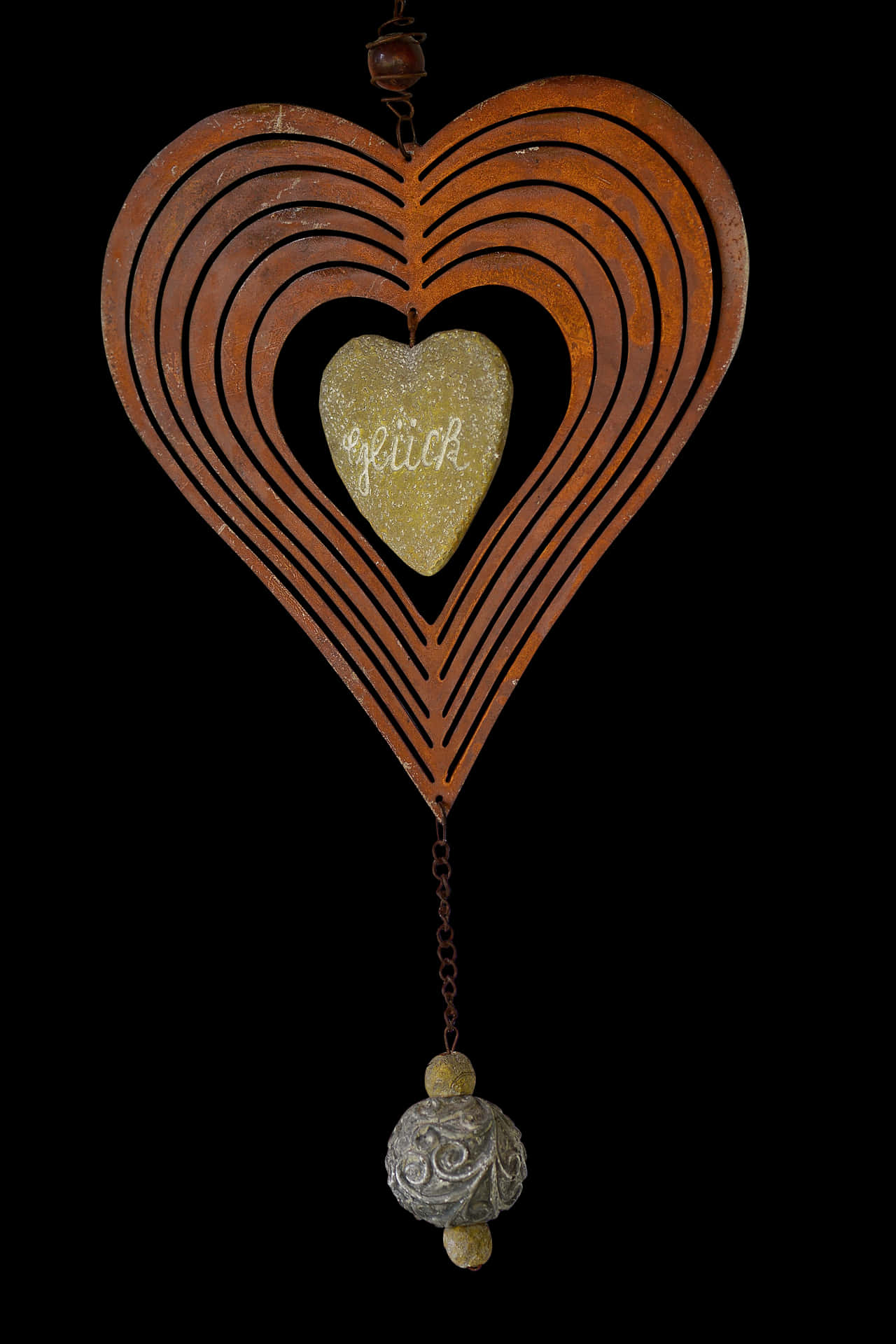 Rustic Hanging Heart Decoration PNG