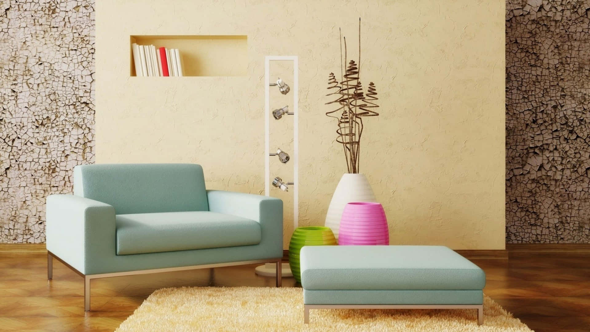 Rustic Interior Design With Pastel Furniture Wallpaper