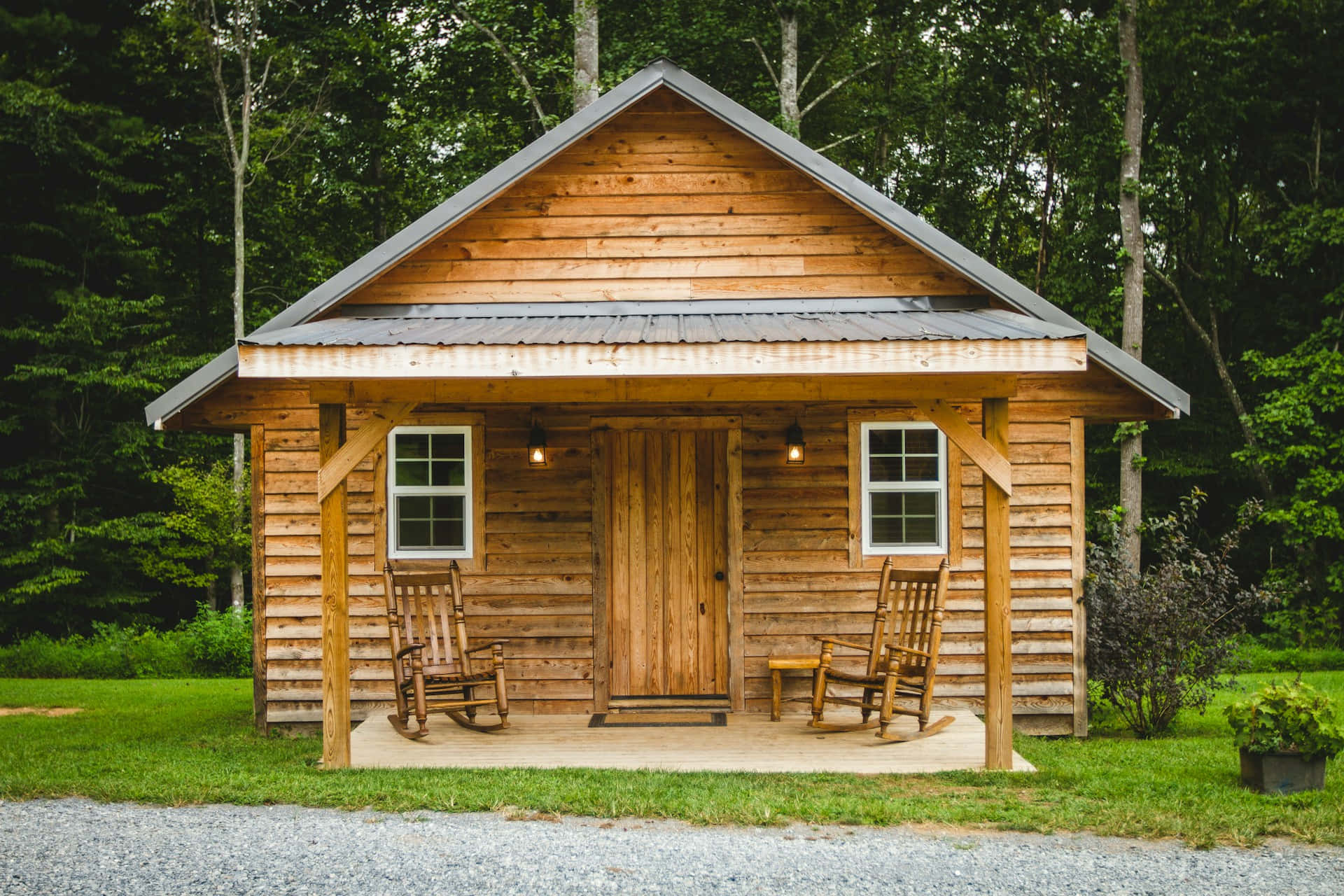 Rustic Log Cabin Front Porch Wallpaper