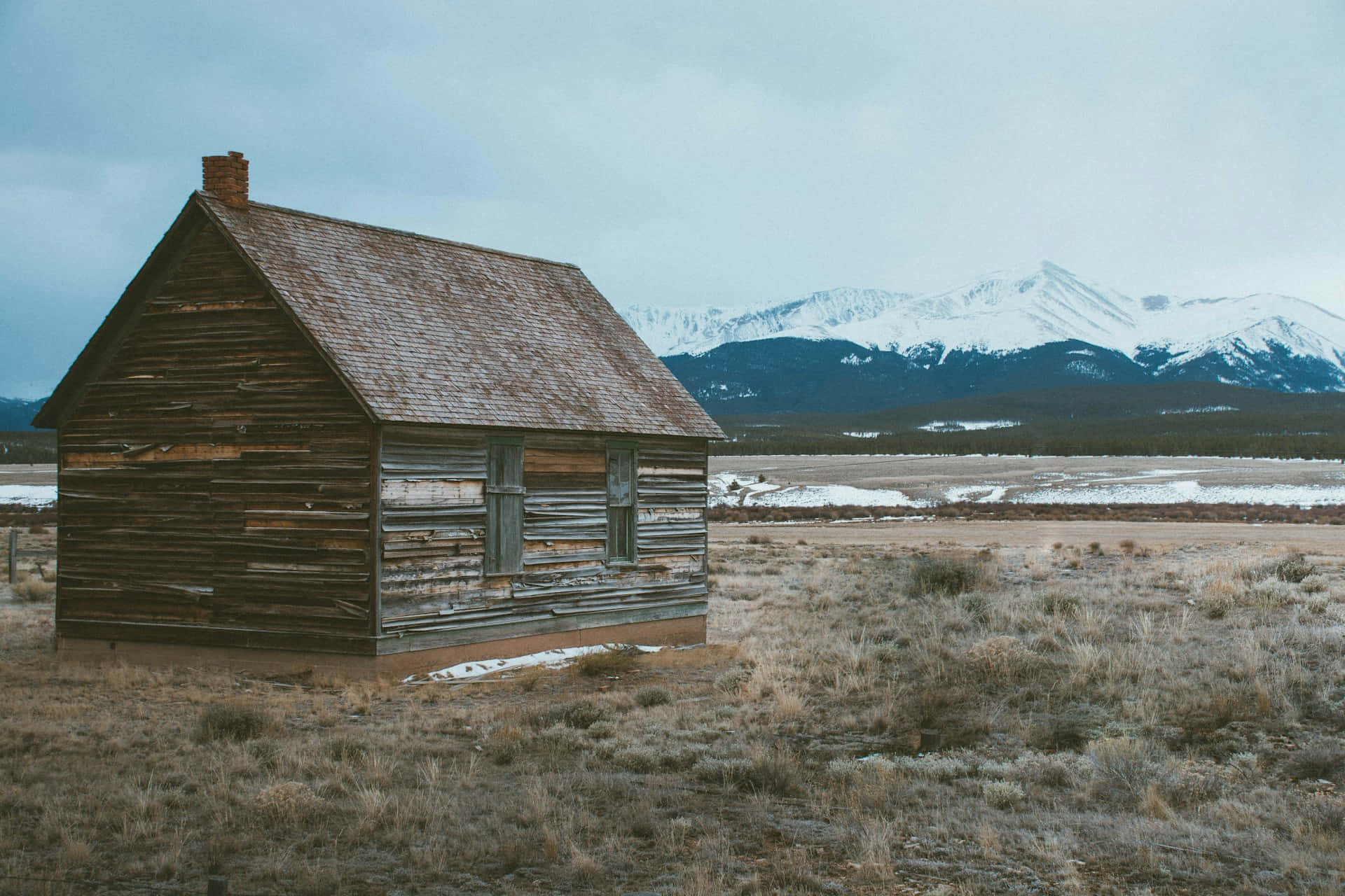 Rustic Log Cabin Mountain Backdrop.jpg Wallpaper