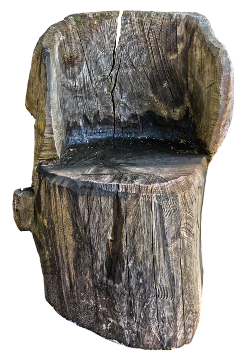 Rustic Log Chair Carving PNG