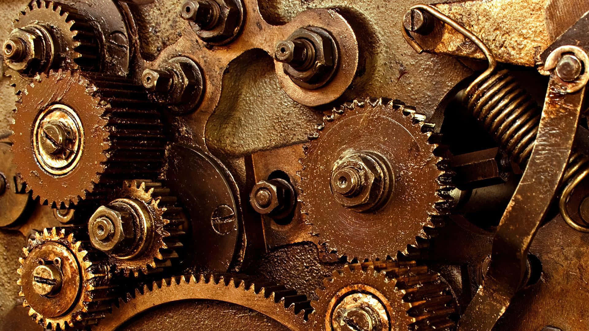 Rustic Mechanical Gears Texture Wallpaper