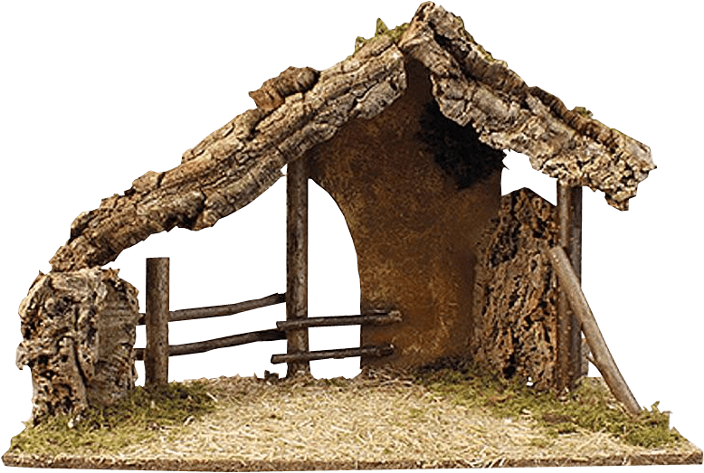 Rustic Nativity Stable Scene PNG