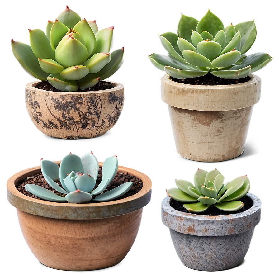 Rustic Succulent Pots Png Jvh77 PNG