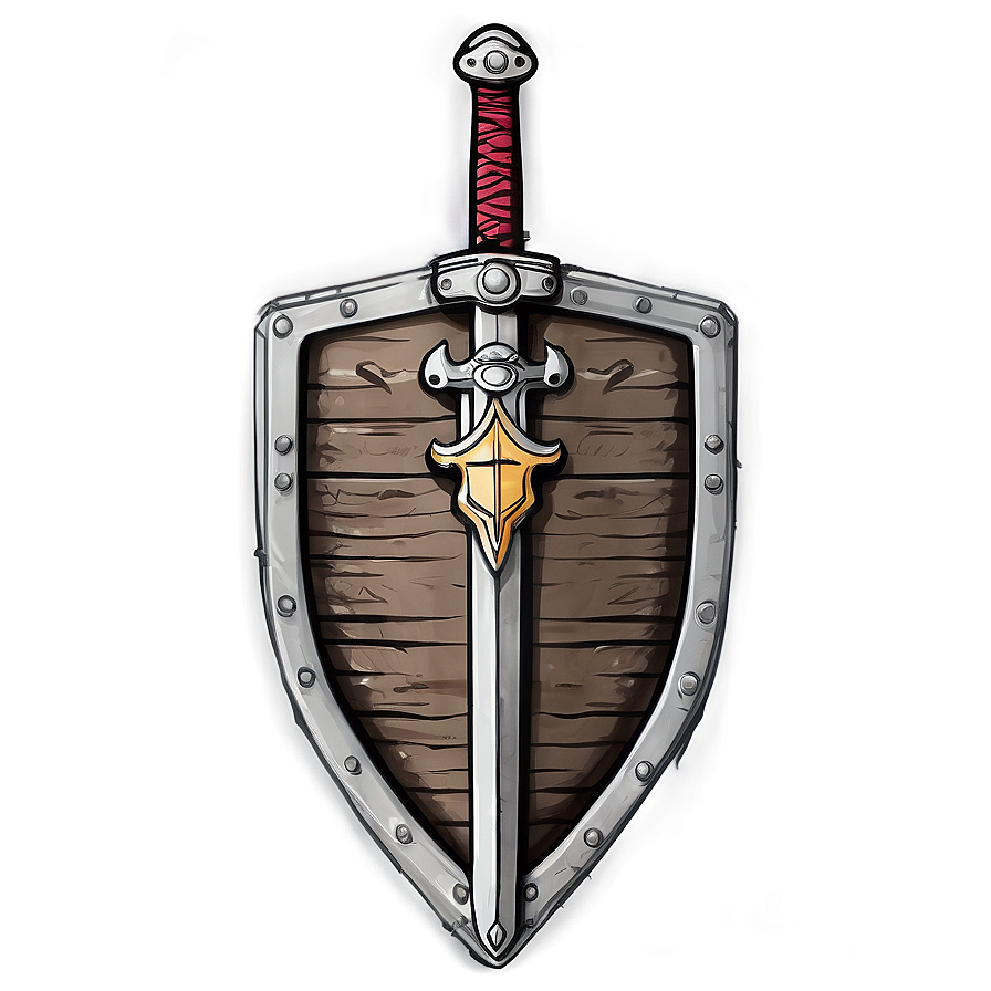 Rustic Sword And Shield Sketch Png 90 PNG