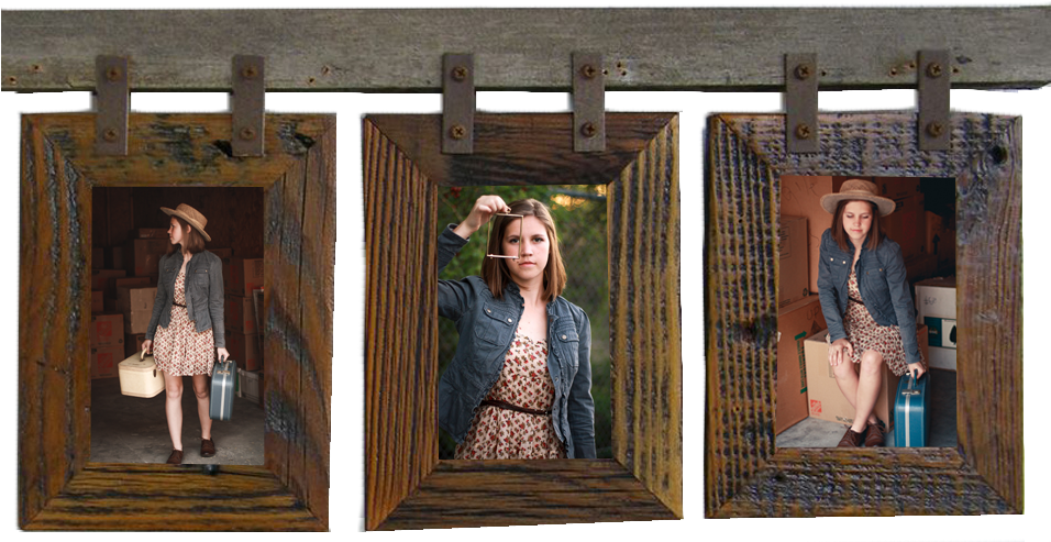 Rustic Triptych Photo Frames PNG