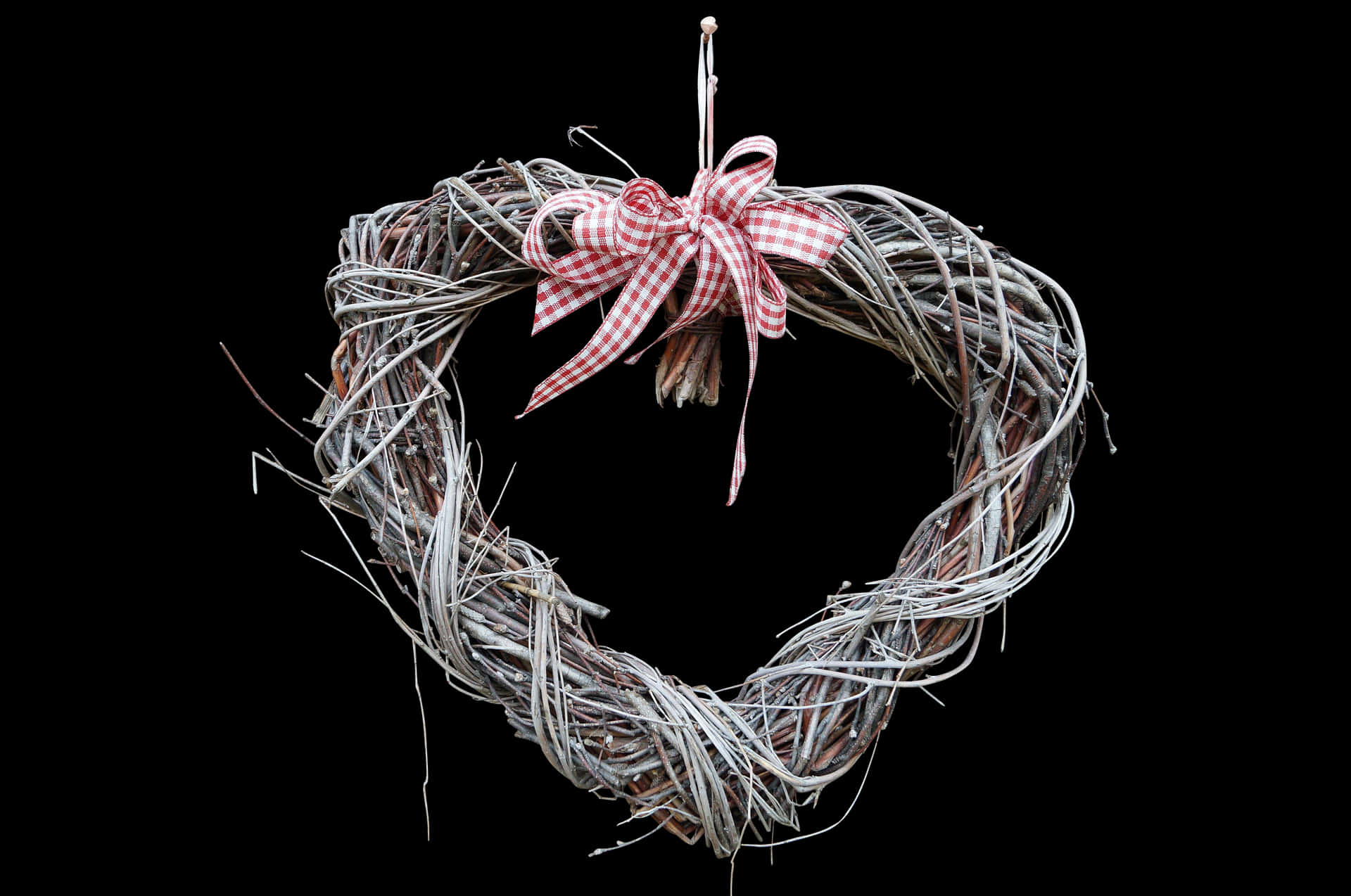 Rustic Twig Heartwith Bow PNG