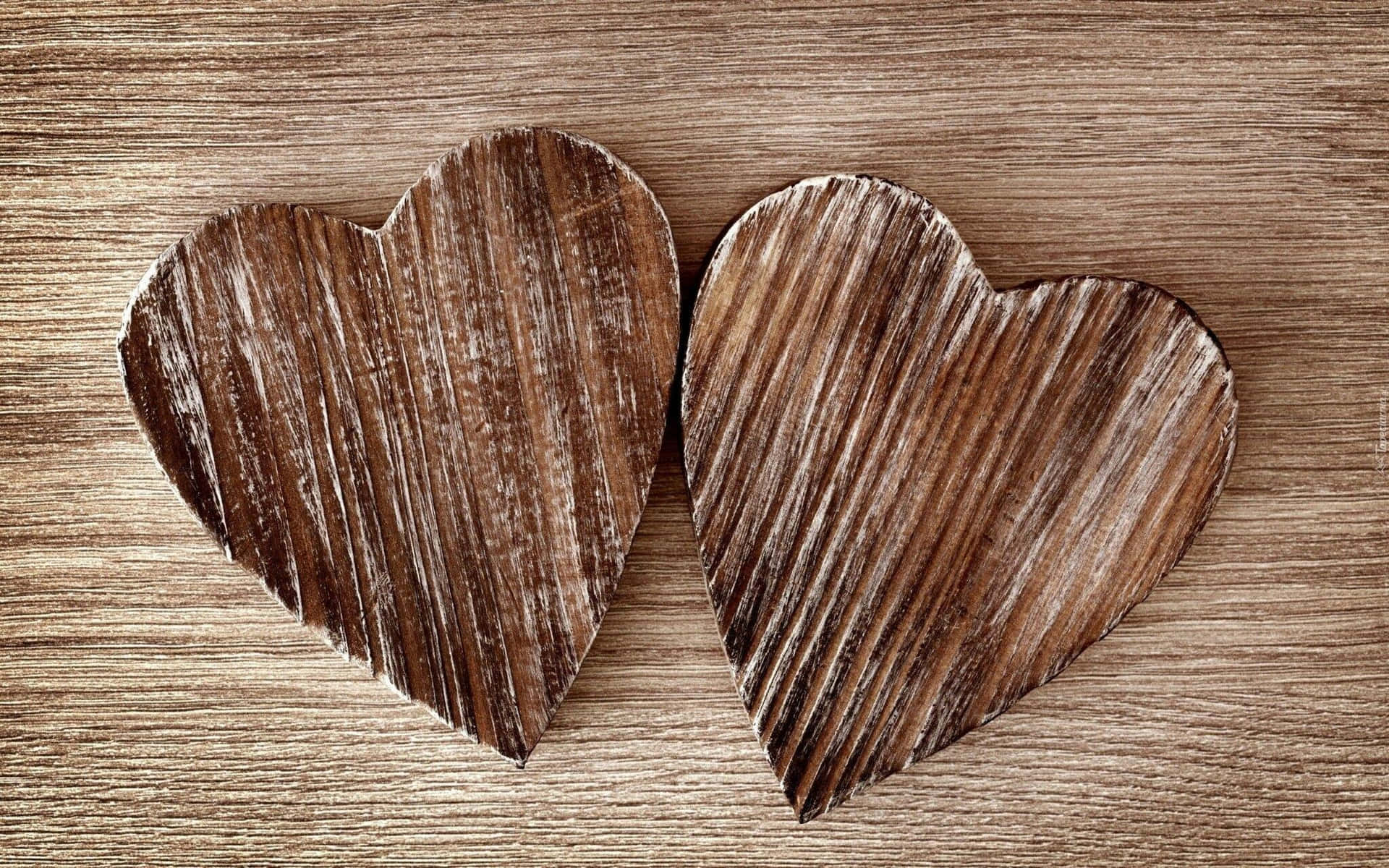 Rustic Valentine Day Wooden Hearts Wallpaper
