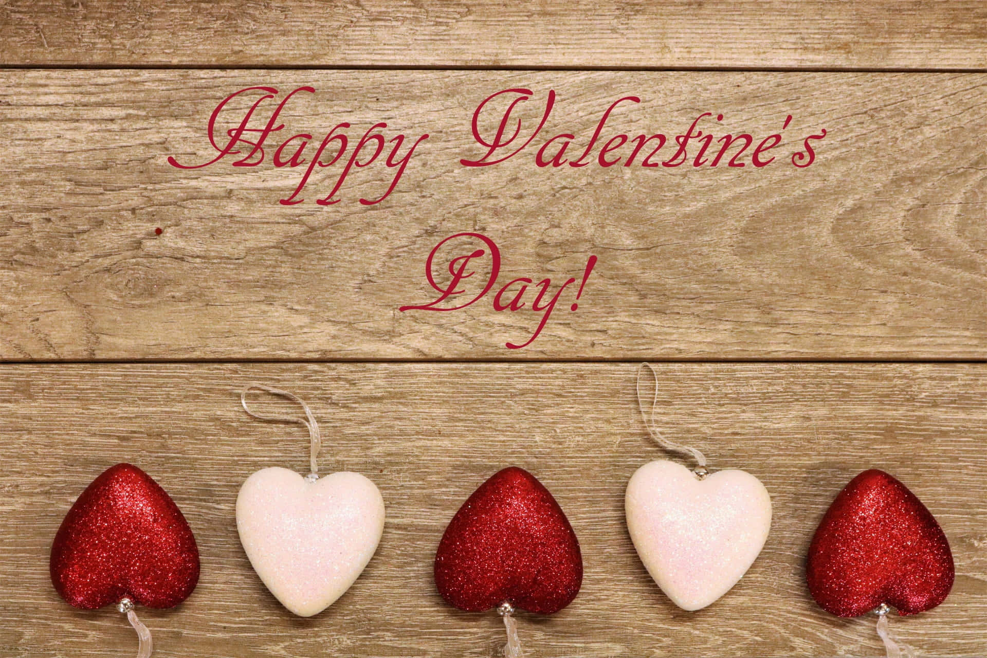 Rustic Valentine Day White Red Wallpaper