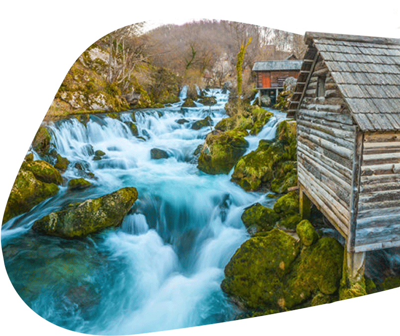 Rustic Watermill By River Waterfall PNG