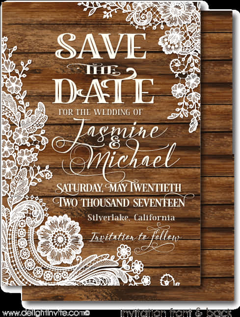 Rustic Wedding Save The Date Invitation PNG