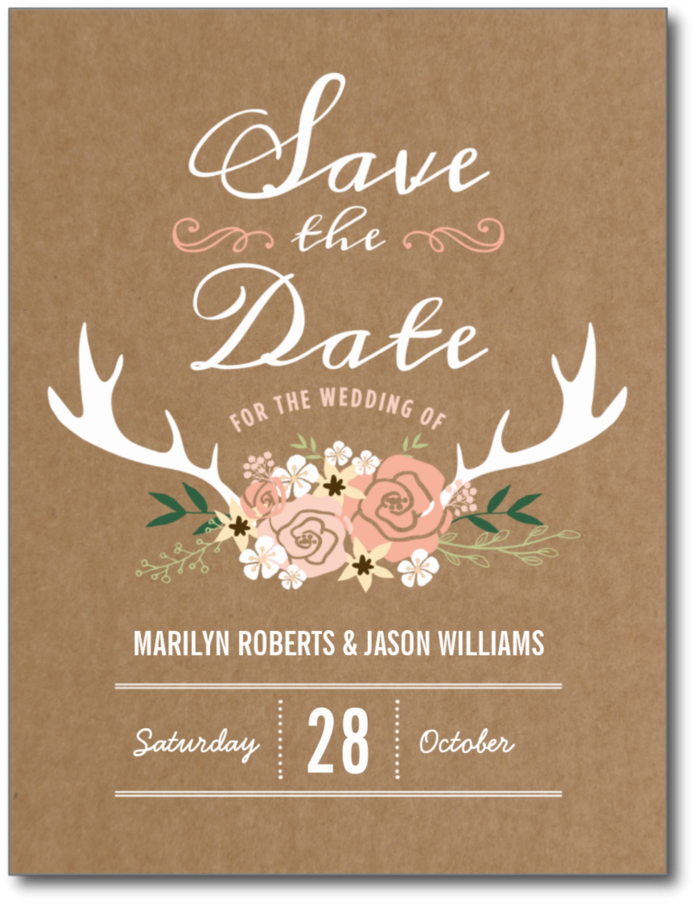 Rustic Wedding Savethe Date Card PNG