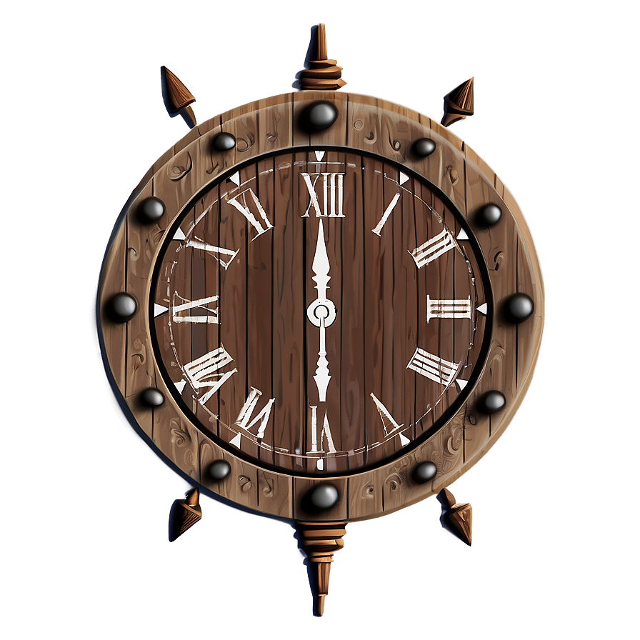 Rustic Wooden Clock Png 04292024 PNG