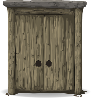 Rustic Wooden Door Cartoon PNG