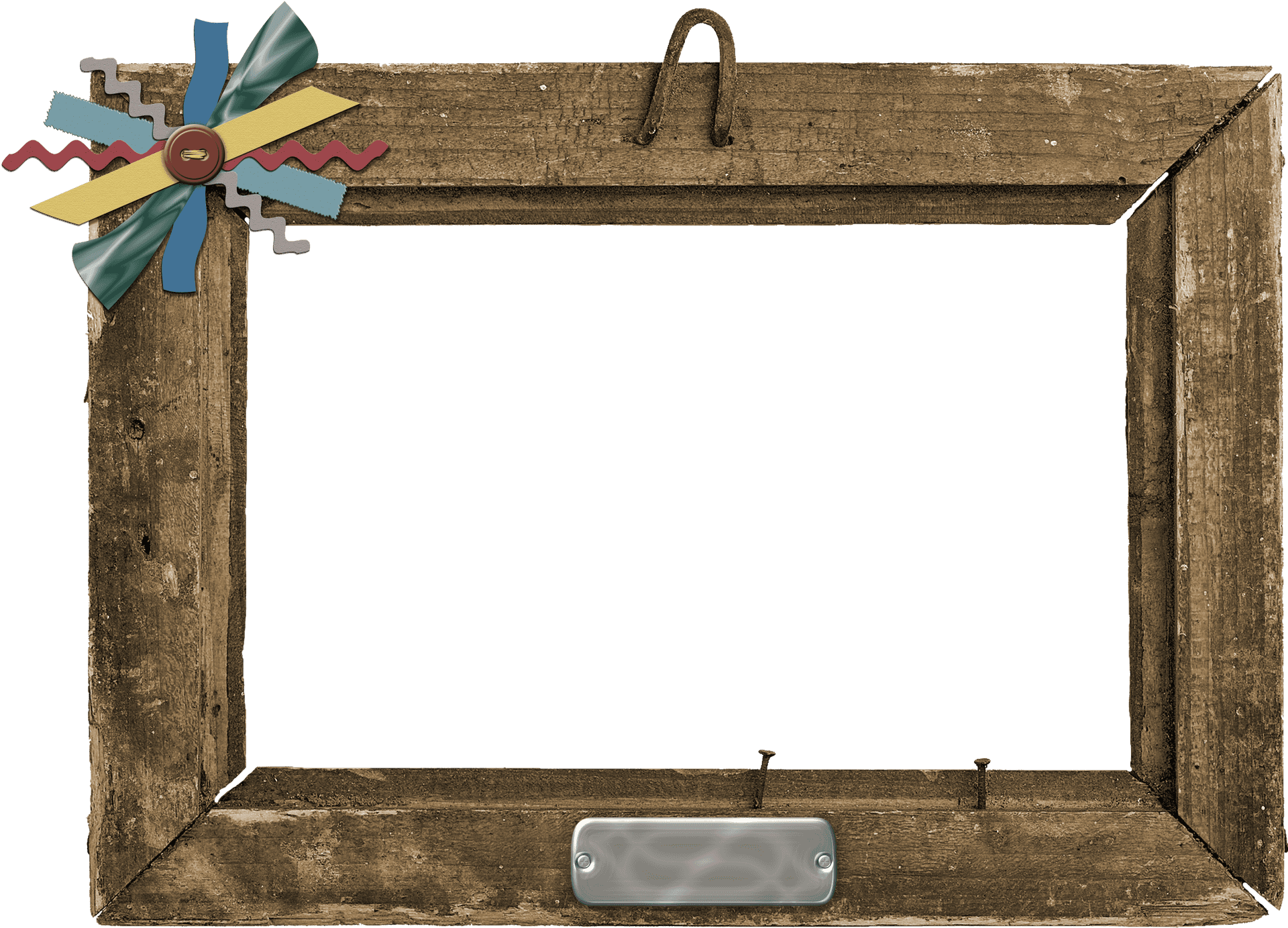 Rustic Wooden Framewith Bow Decoration PNG