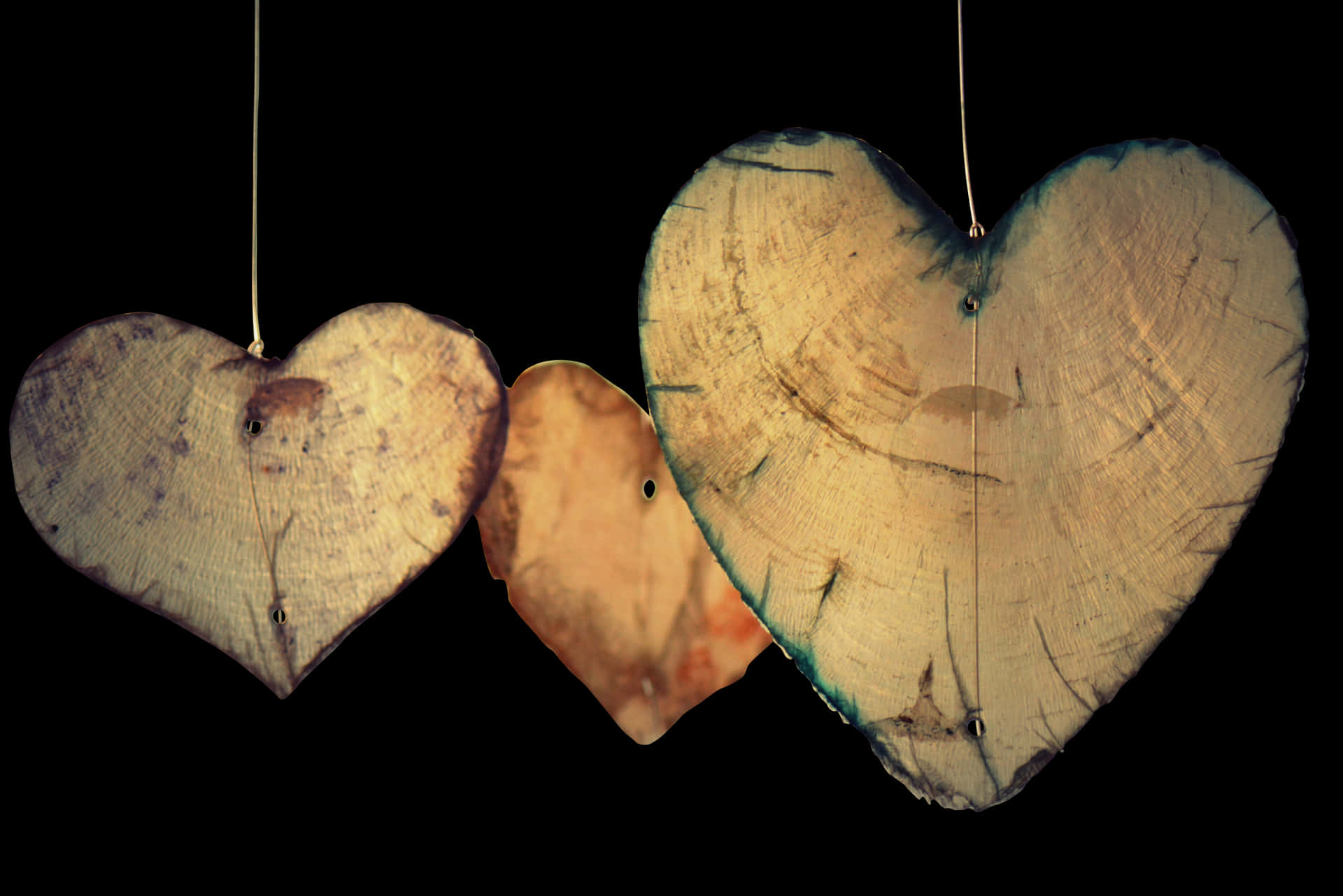 Rustic Wooden Heart Decorations PNG